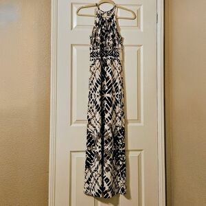 London Times Maxi Dress - Black, Brown And White